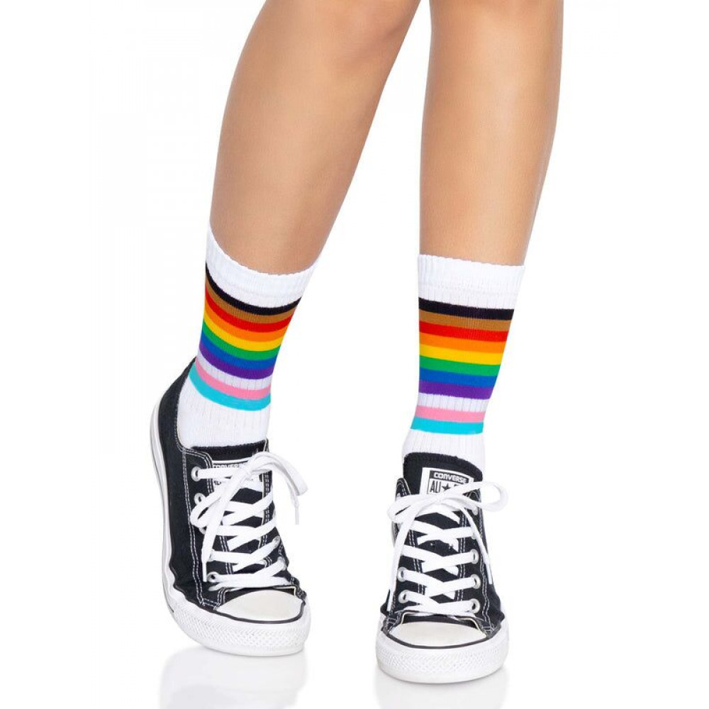 Чулки - Носки женские в полоску Leg Avenue Pride crew socks Rainbow, 37–43 размер 5