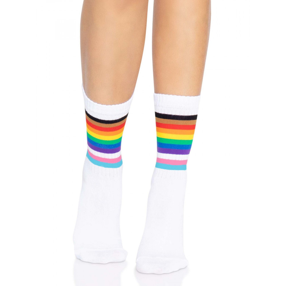 Чулки - Носки женские в полоску Leg Avenue Pride crew socks Rainbow, 37–43 размер