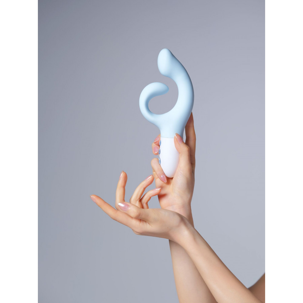 Вибратор-кролик - Вибратор-кролик для точки G KISTOY Big G Blue, изогнутый отросток, автоматический подогрев 6