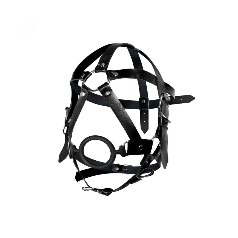 Кляп - Кляп-маска с силиконовым кольцом Art of Sex - Tamer, Натуральная кожа, цвет Черный 2