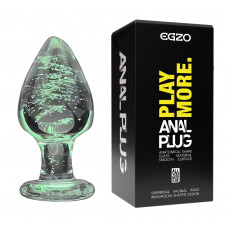 Светящийся анальный плаг из стекла EGZO EAP-N ( длина 10 см, диаметр 4 см )