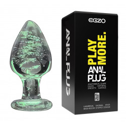 Анальний плаг зі скла, що світиться EGZO EAP-N (довжина 10 см, діаметр 4 см )