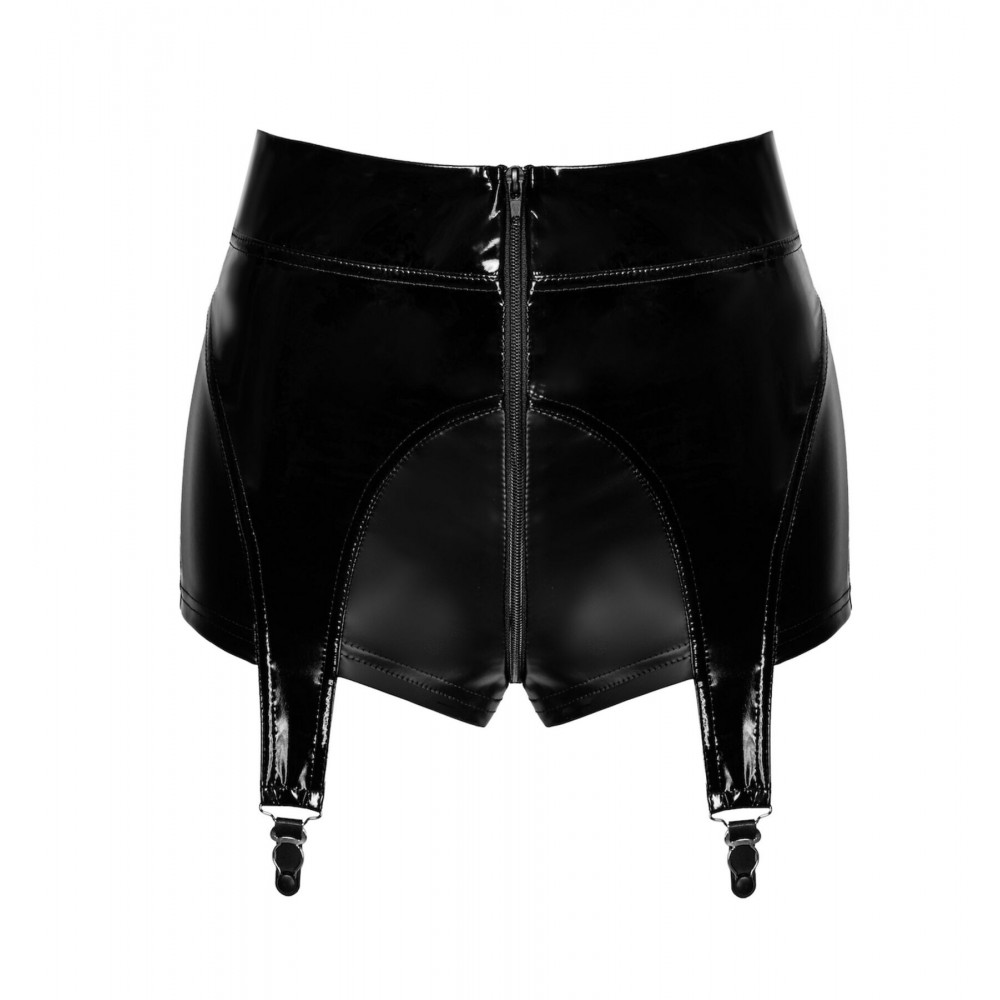 Женское эротическое белье - Шортики Noir Handmade F325 Glam suspender wetlook and vinyl shorts - 3XL 5