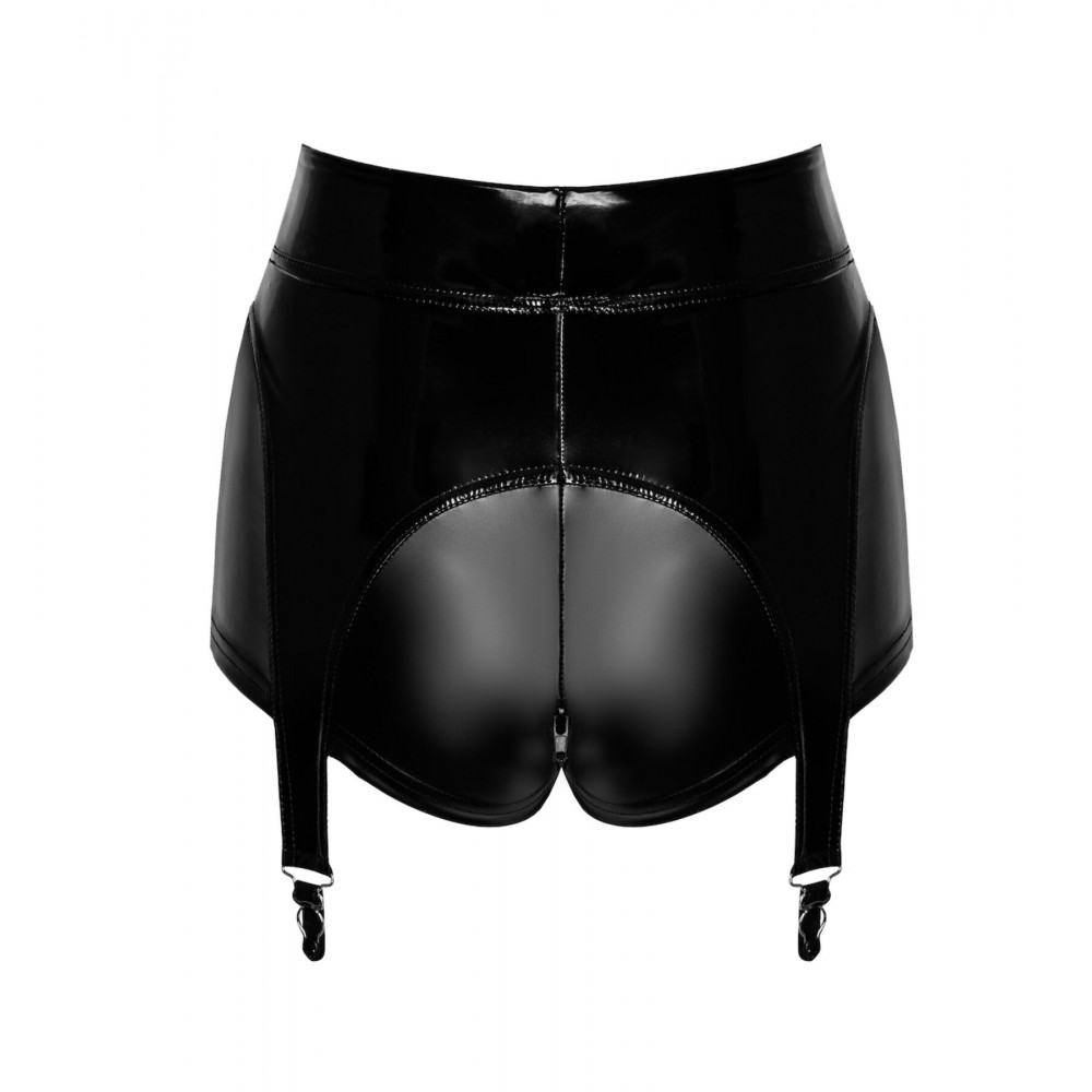 Женское эротическое белье - Шортики Noir Handmade F325 Glam suspender wetlook and vinyl shorts - 3XL 6