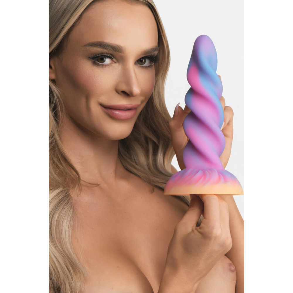 Фалоімітатор - Фентезійний фалоімітатор Creature Cocks Glow-in-the-Dark Unicorn Dildo, світиться в темряві, 20,6 см 5