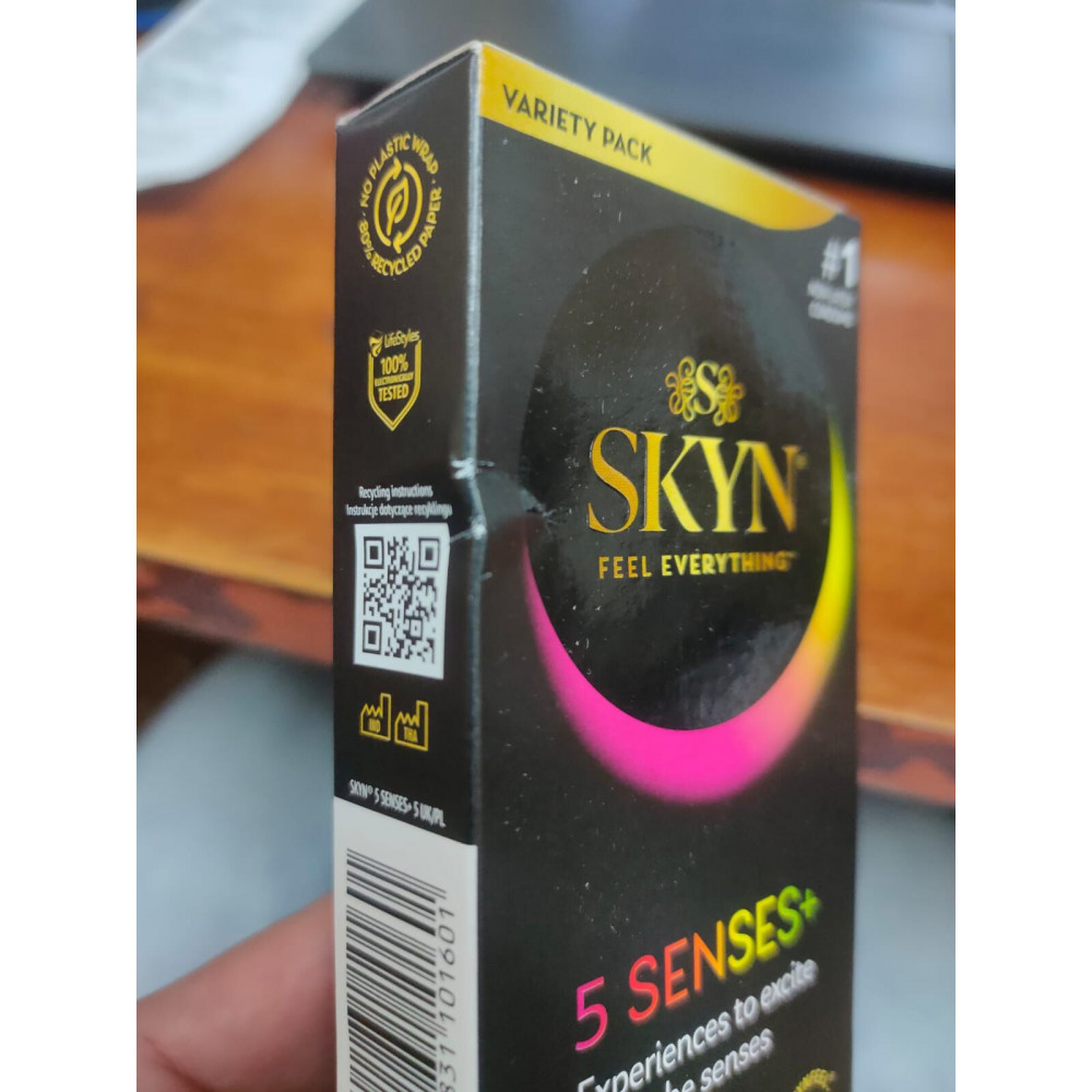 Секс игрушки - Безлатексные премиум-презервативы SKYN 5 Senses, 5 видов (5 шт) (мятая упаковка!!!) 1