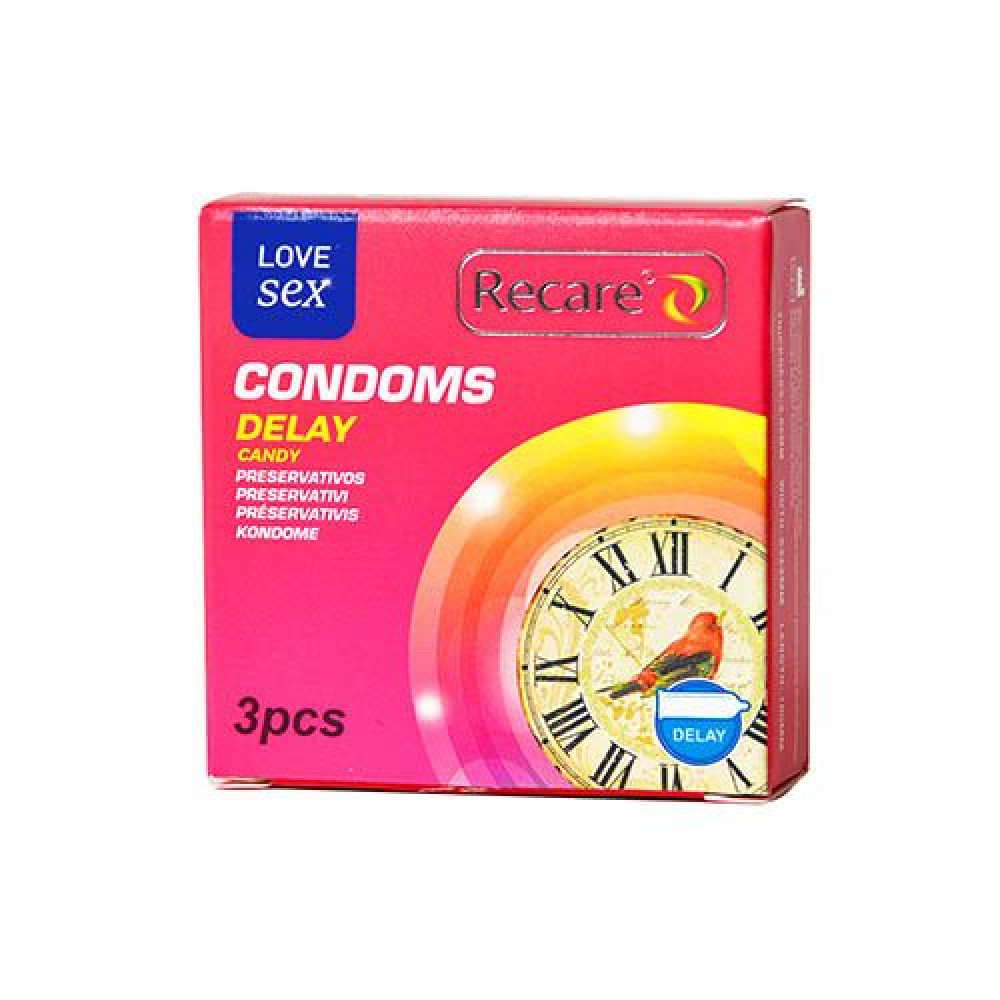 Презервативы - Презервативы Recare Delay Candy Condoms 3 шт, пролонгирующий эффект, конфетный аромат 3