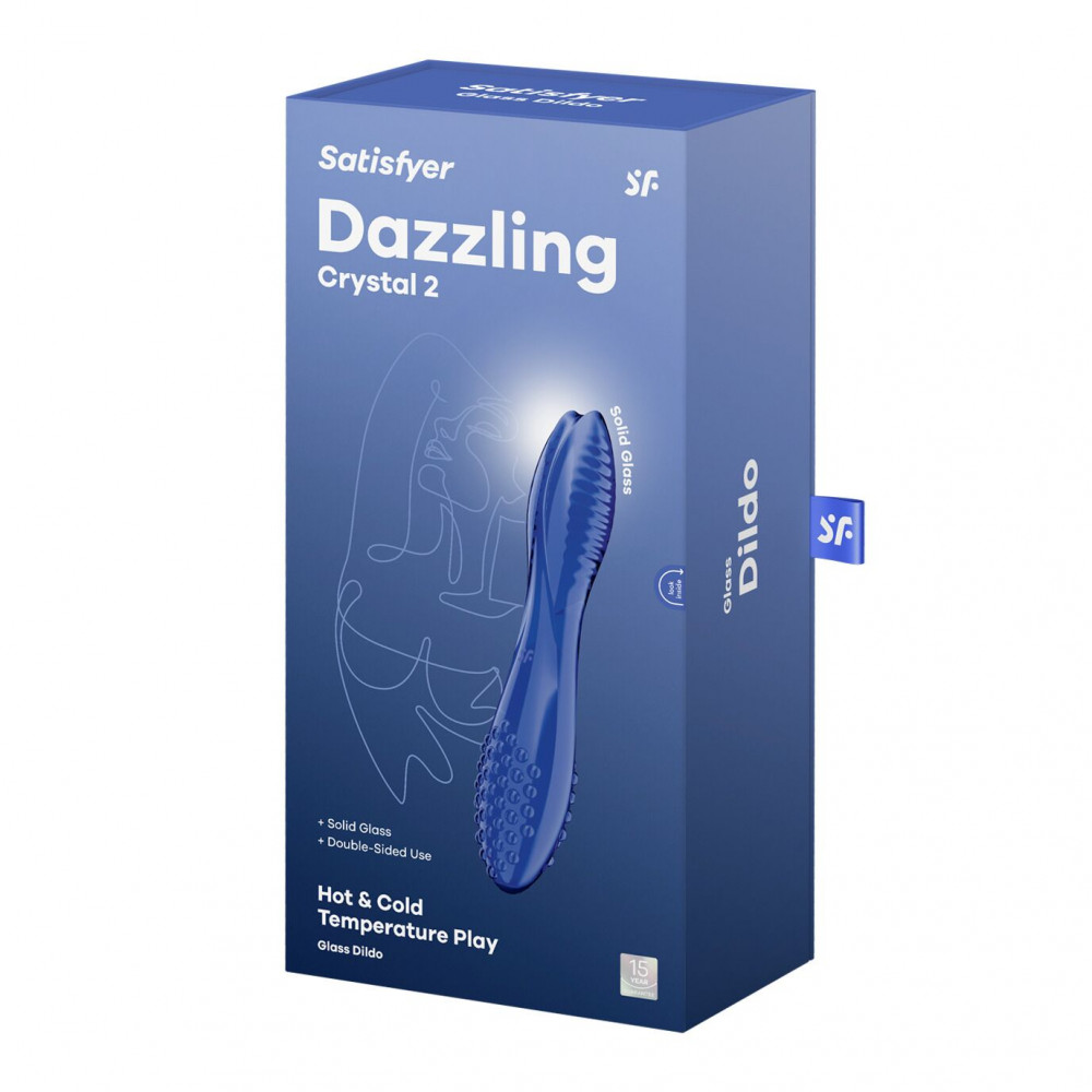 Фалоімітатор - Двосторонній скляний дилдо Satisfyer Dazzling Crystal 2 Blue 4