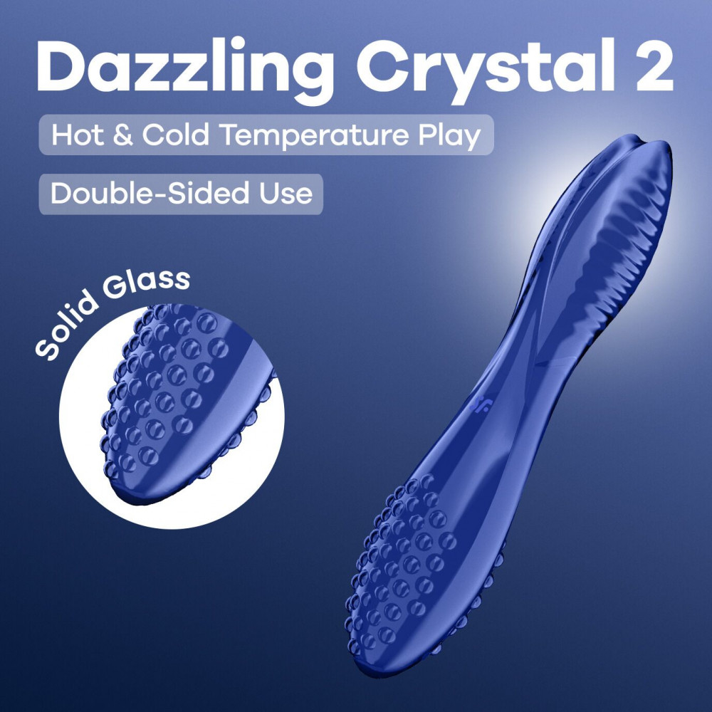 Фалоімітатор - Двосторонній скляний дилдо Satisfyer Dazzling Crystal 2 Blue 5