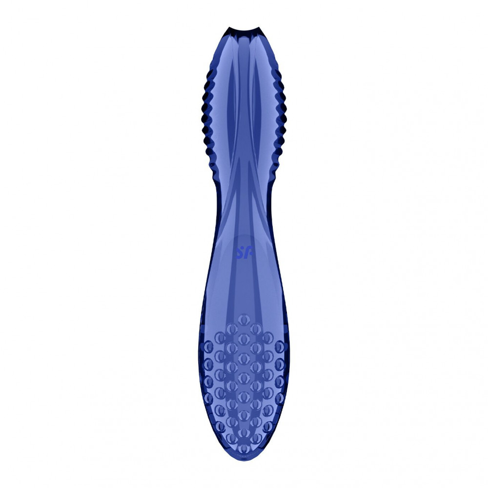 Фалоімітатор - Двосторонній скляний дилдо Satisfyer Dazzling Crystal 2 Blue 2
