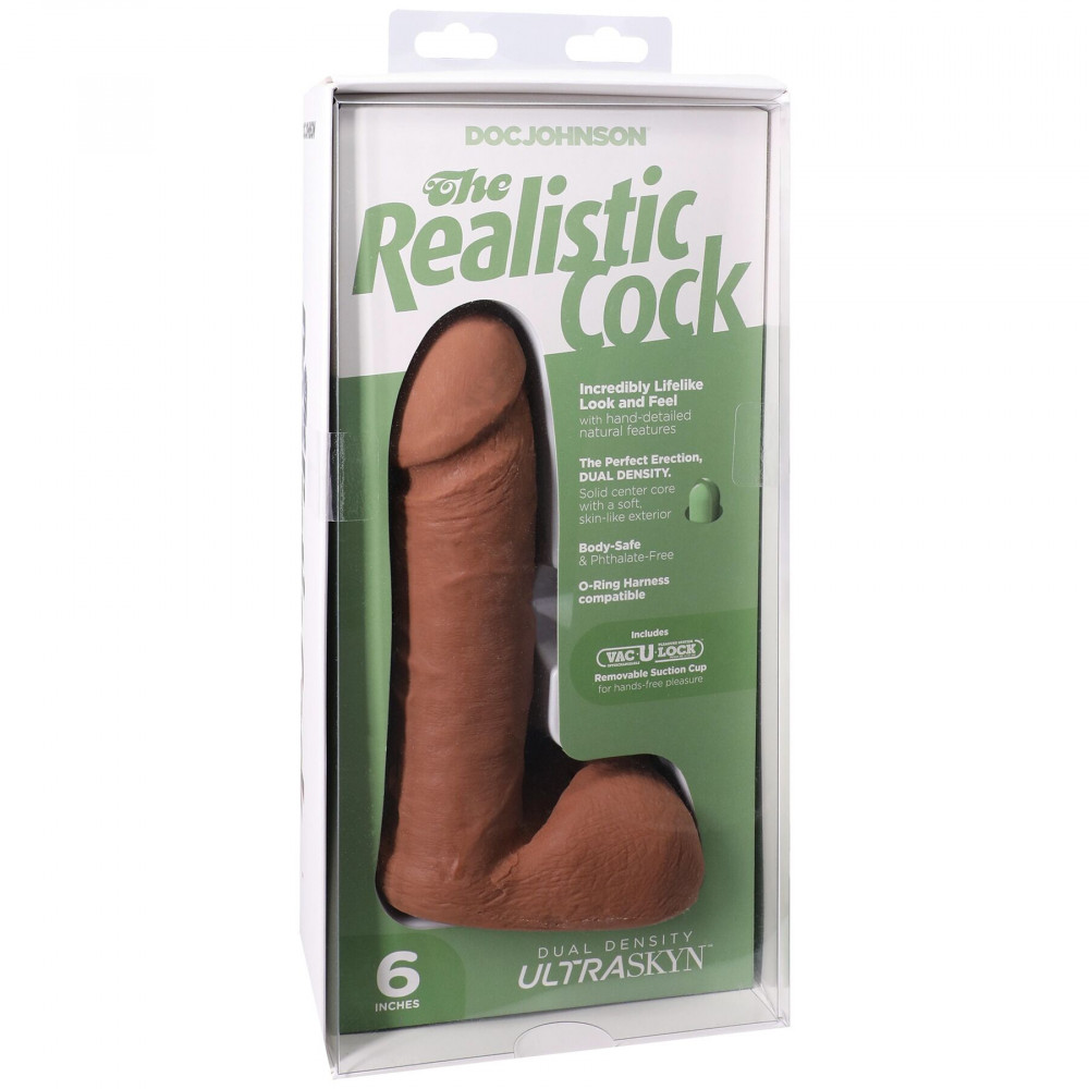 Фалоімітатор - Фалоімітатор Doc Johnson The Realistic Cock ULTRASKYN - 6 Inch with Balls Caramel 7
