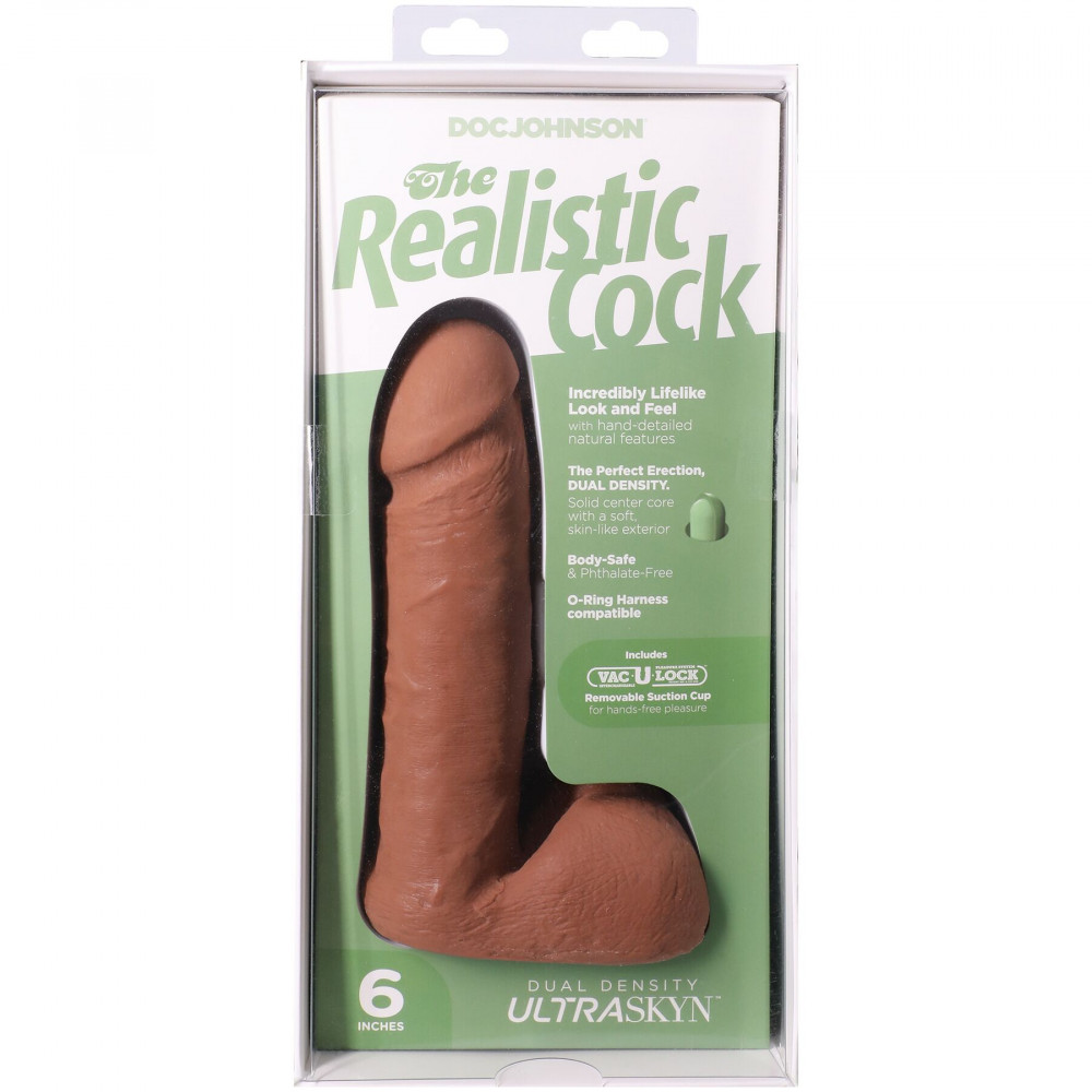 Фалоімітатор - Фалоімітатор Doc Johnson The Realistic Cock ULTRASKYN - 6 Inch with Balls Caramel 9