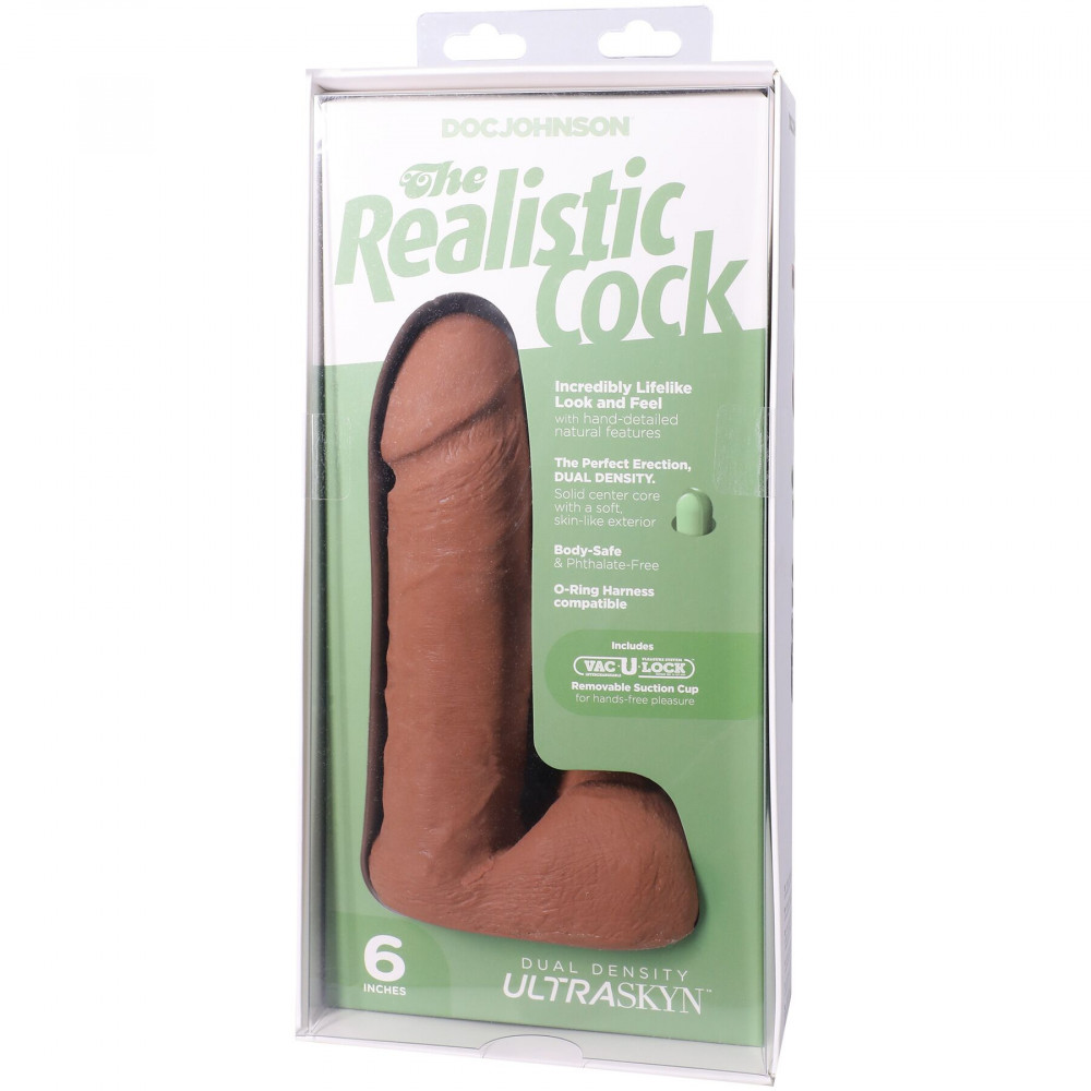 Фалоімітатор - Фалоімітатор Doc Johnson The Realistic Cock ULTRASKYN - 6 Inch with Balls Caramel 8