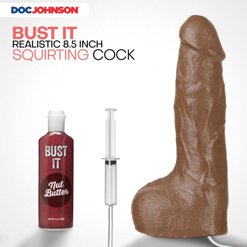 Фалоімітатор - Фалоімітатор, що кінчає Doc Johnson The Realistic Cock ULTRASKYN - Squirting 9,5 Inch Caramel 1