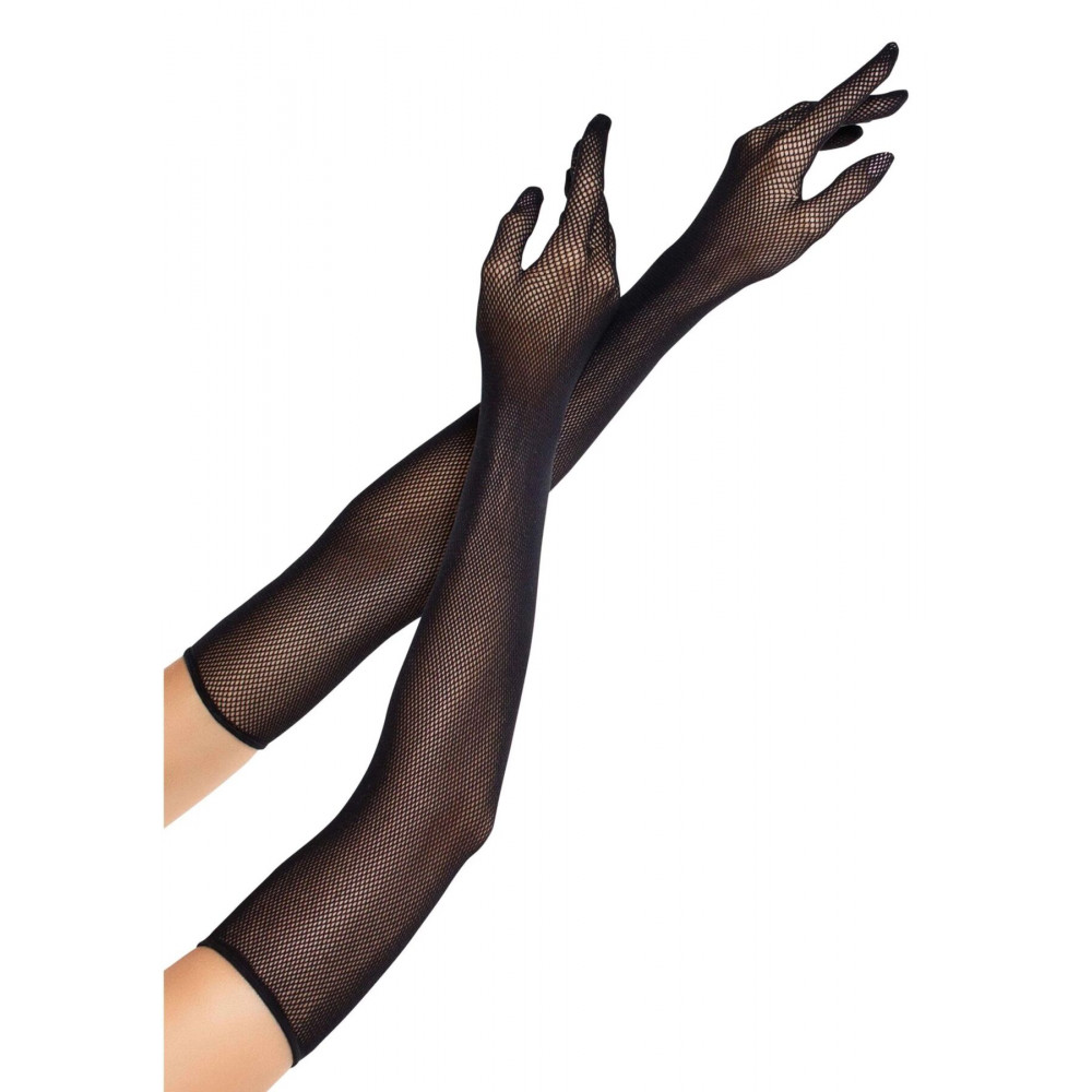 Панчохи - Мітенки Leg Avenue Opera Length Fishnet Gloves Black One Size