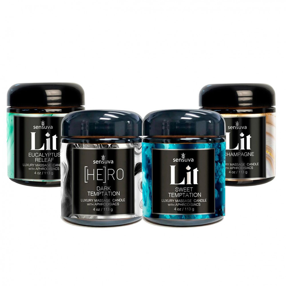 Для масажу - Набір масажних свічок LIT 4 piece Variety Pack Luxury Massage Candles (4 шт по 113 г)