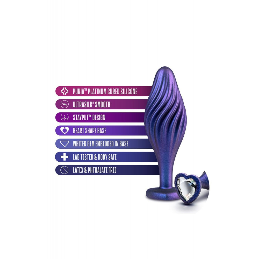 Разное - Текстурированная анальная пробка Blush Anal Adventures Matrix украшенная камнем, фиолетовая 6