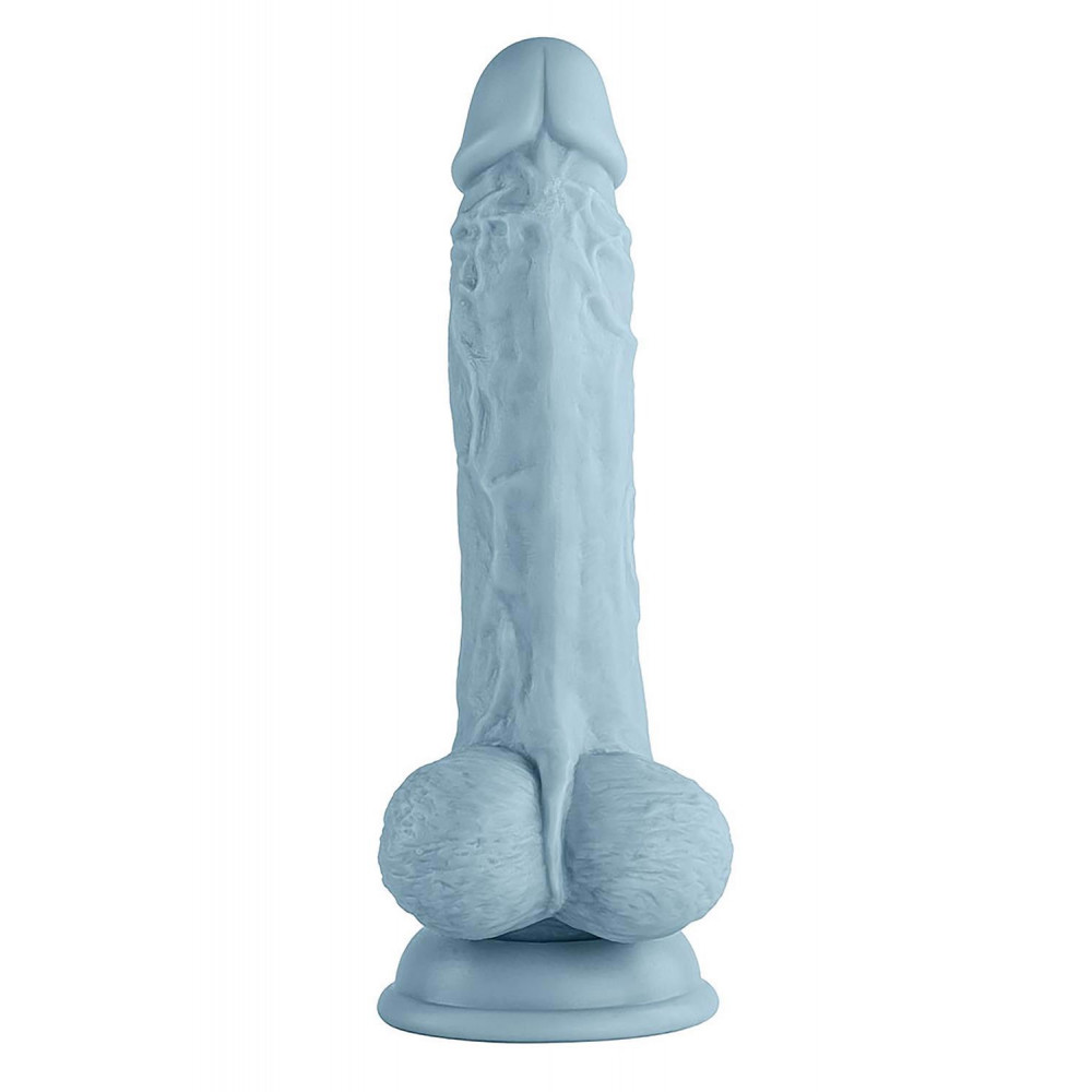  - Вібратор реалістичний із яєчками на присосці Femme Funn Turbo Baller, блакитний 1