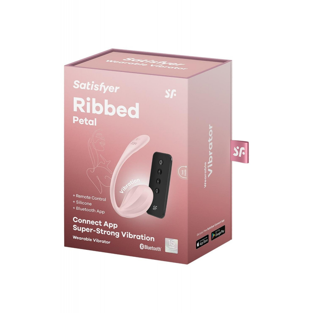 Разное - Вибратор в трусики Satisfyer Ribbed Petal с приложением и пультом, розовый 6