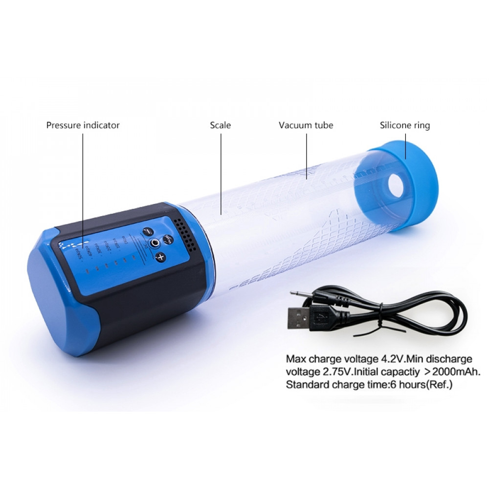 Помпы - Автоматическая вакуумная помпа с зарядкой от USB CANWIN Passion Pump Men BLUE - P638AU 6