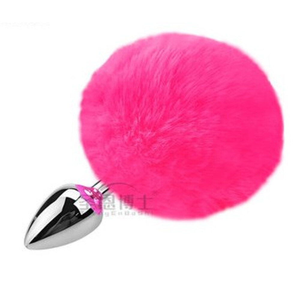 Анальные игрушки без вибрации - Анальная пробка с хвостом SKN-Z35 Dark pink ( размер XS )