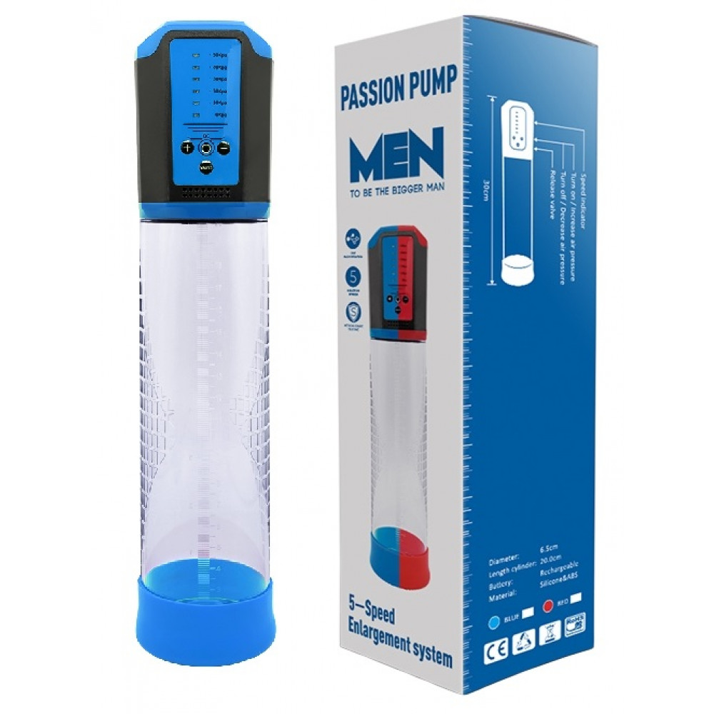 Помпы - Автоматическая вакуумная помпа с зарядкой от USB CANWIN Passion Pump Men BLUE - P638AU