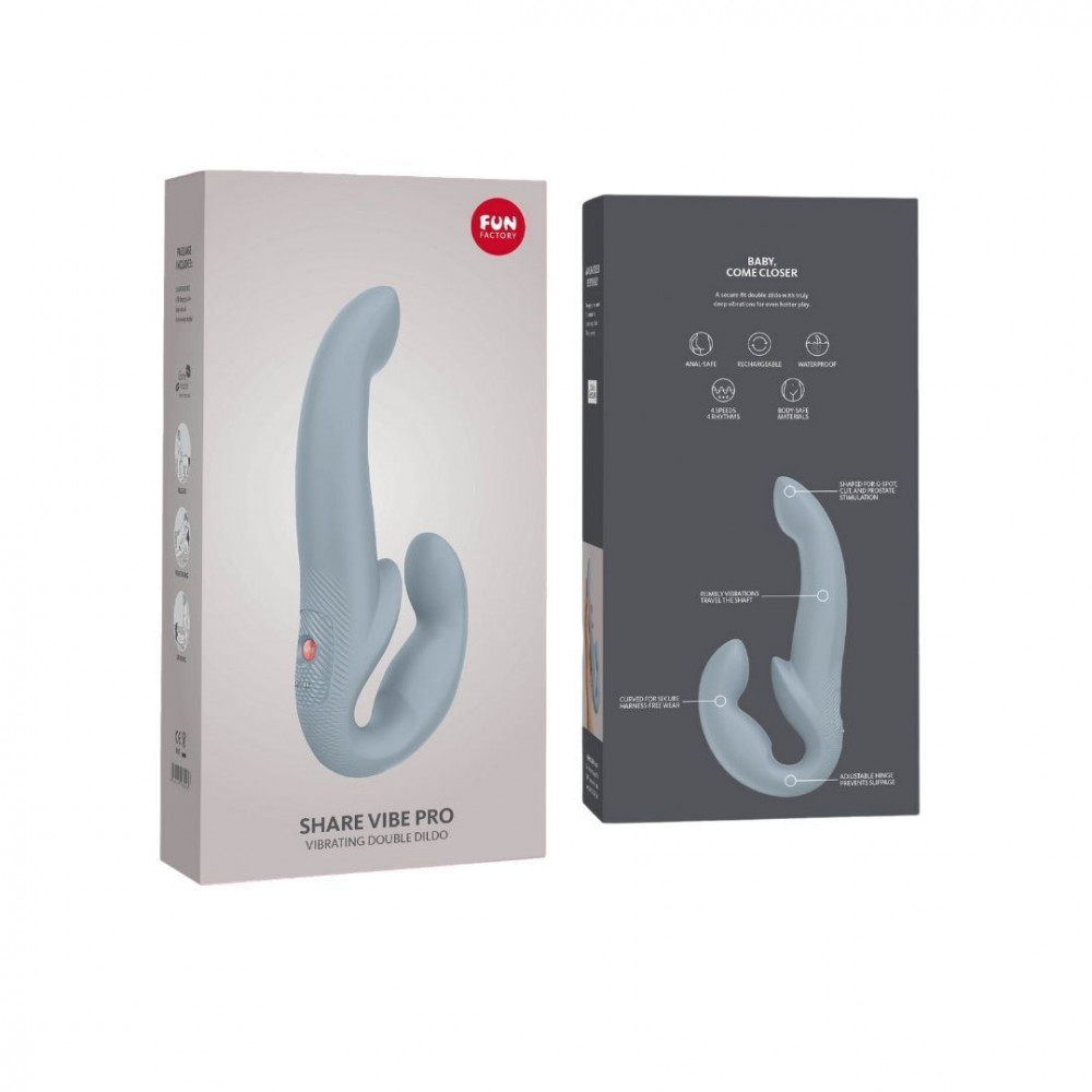 Секс игрушки - Безремневой страпон с вибрацией Fun Factory SHARE VIBE PRO cool grey (мятая упаковка!!!) 6