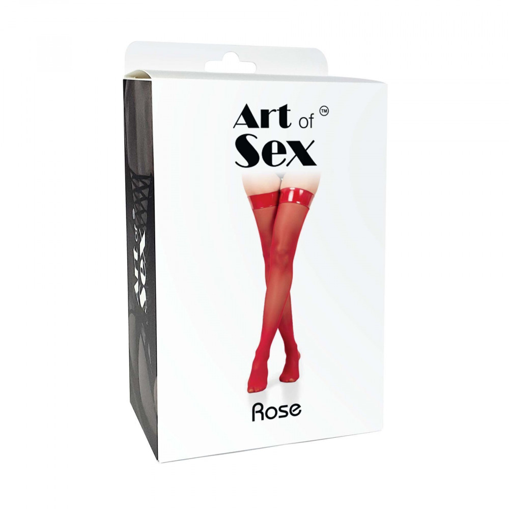 Чулки - Чулки в мелкую сетку с лакированной коронкой Art of Sex - Rose, цвет черный, М 2