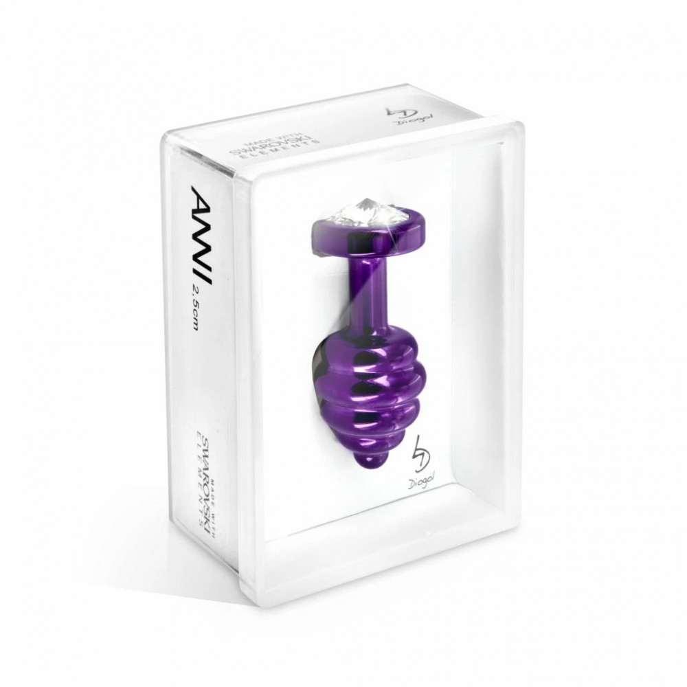 Секс игрушки - Анальная пробка с камнем Diogol Ano Butt Plug Geribbeld Paars 35 mm 1