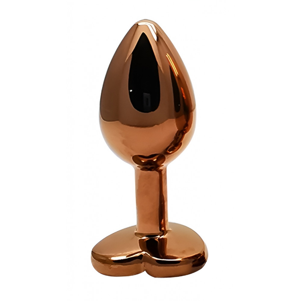 Анальные игрушки без вибрации - Анальная пробка с кристаллом EGZO - Dark Gold Heart Plug Amethyst, size S 3