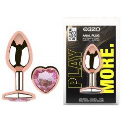 Анальна пробка з кристалом EGZO - Rose Gold Heart Plug Pink size M