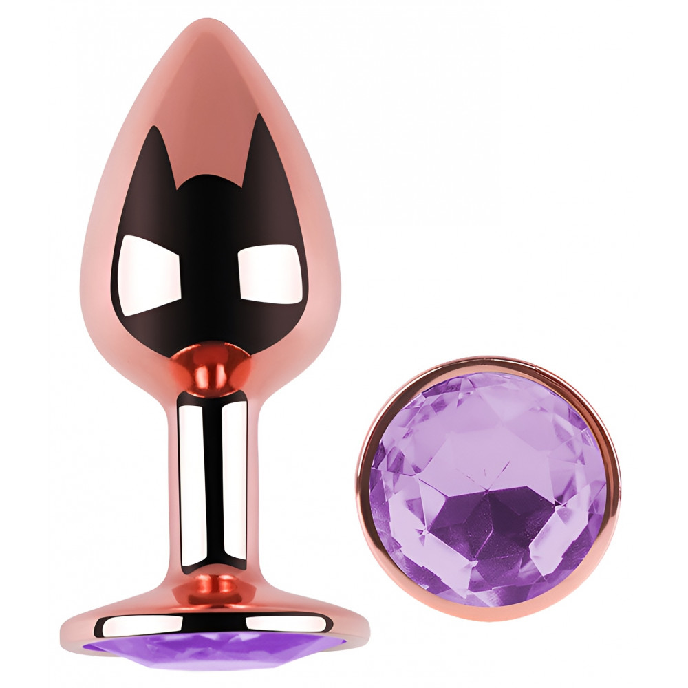 Анальные игрушки без вибрации - Анальная пробка с кристаллом EGZO - Rose Gold Round Plug Amethyst size S 4