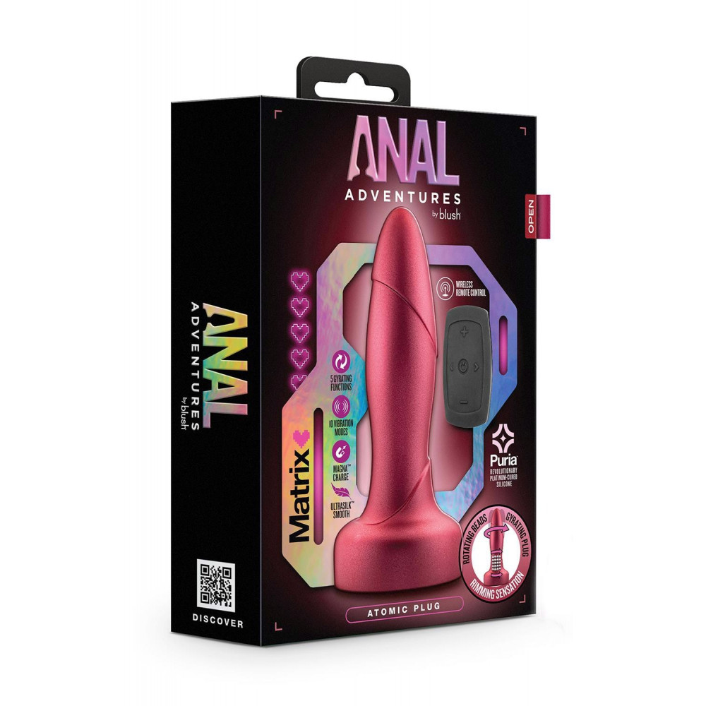 Секс игрушки - Анальная пробка с вибрацией и пультом, красная 1