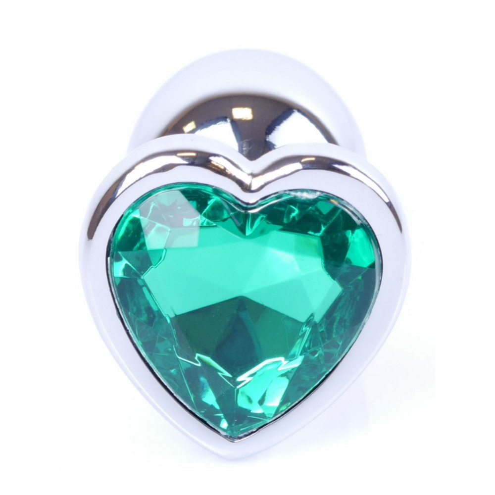 Анальные игрушки - Анальная пробка Boss Series - Jewellery Silver Heart PLUG Green S, BS6400051 7