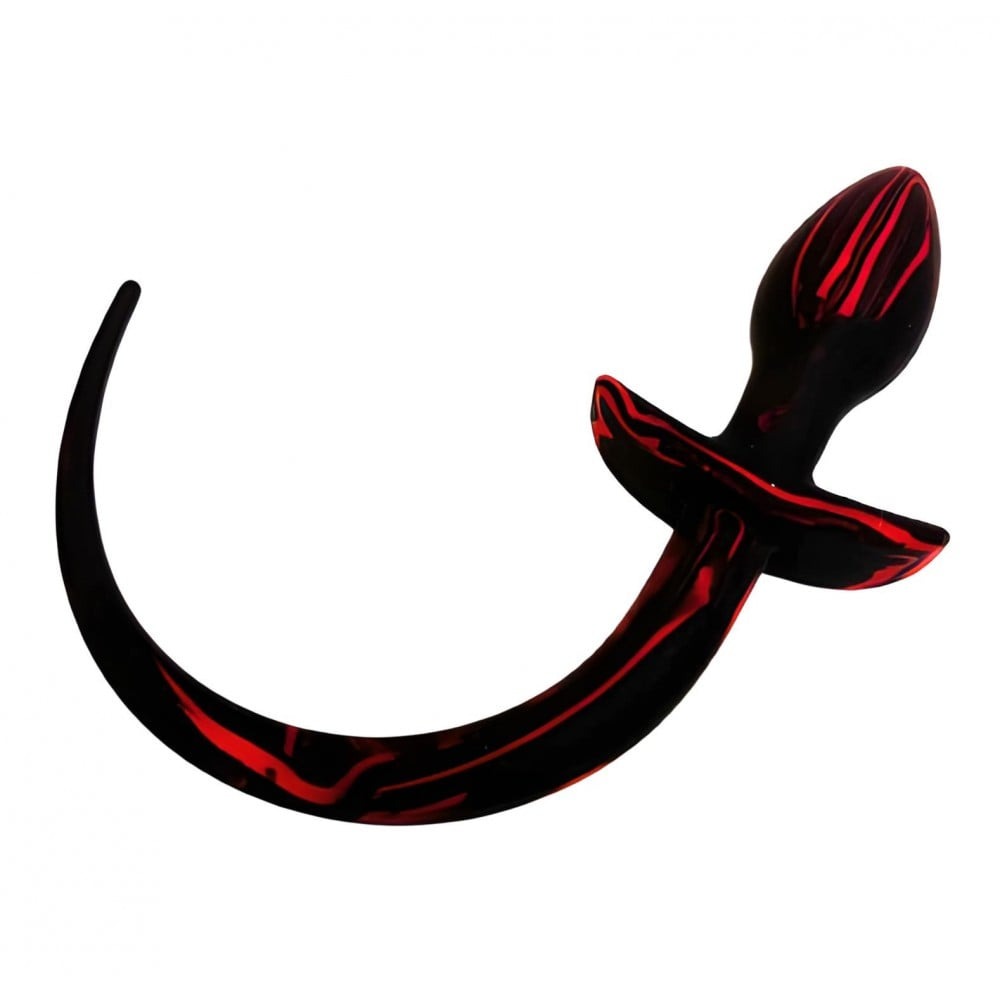 Секс игрушки - Анальный плаг с хвостиком красный 2