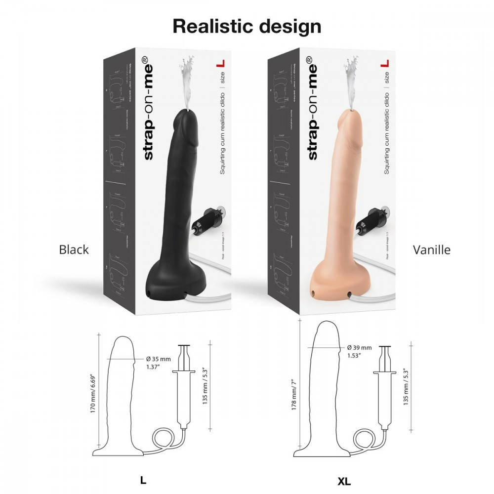 Секс игрушки - Фаллоимитатор с эффектом семяизвержения, реалистичный,телесный , XL Strap-On-Me 1
