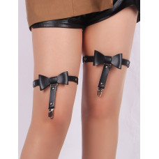 Гартери з бантиками та затискачами для панчіх Star Nigh зі штучної шкіри, регульовані (без коробки)