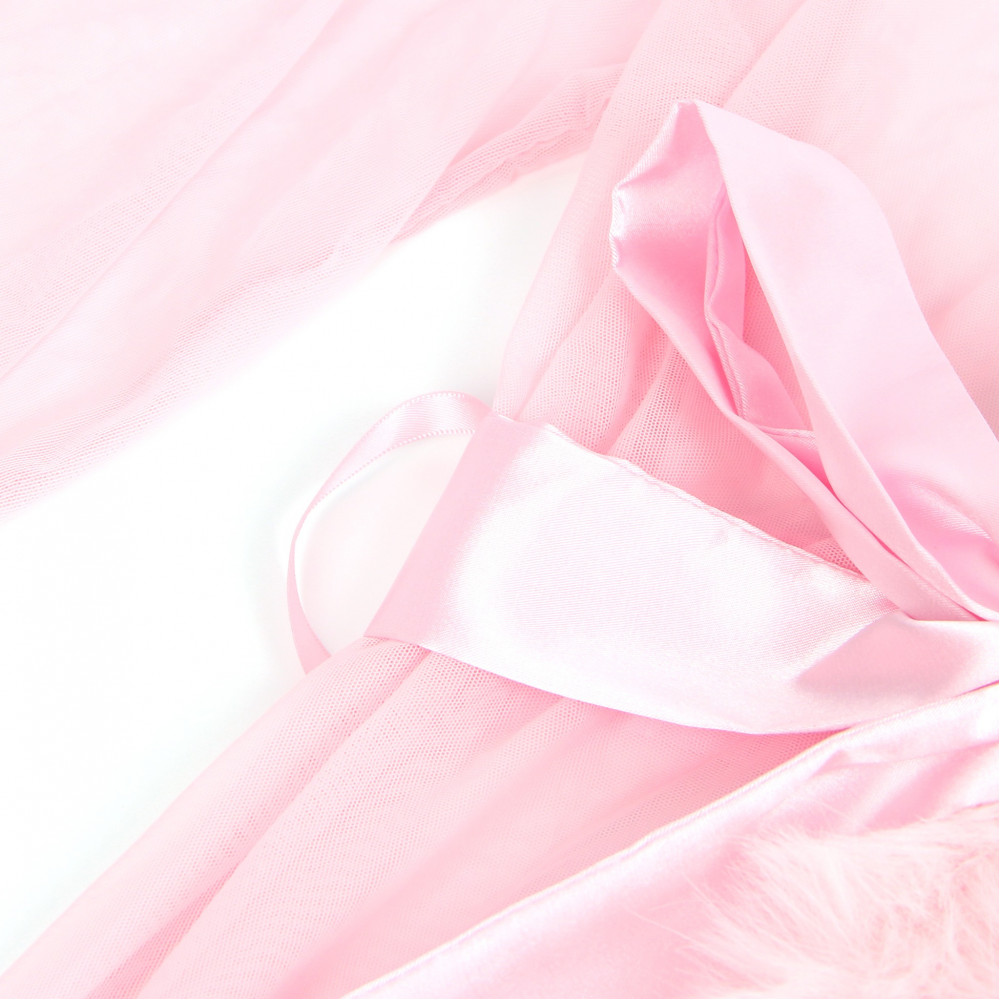 Різне - Халатик напівпрозорий Star Night з імітацією хутра та поясом, рожевий, M-L 6