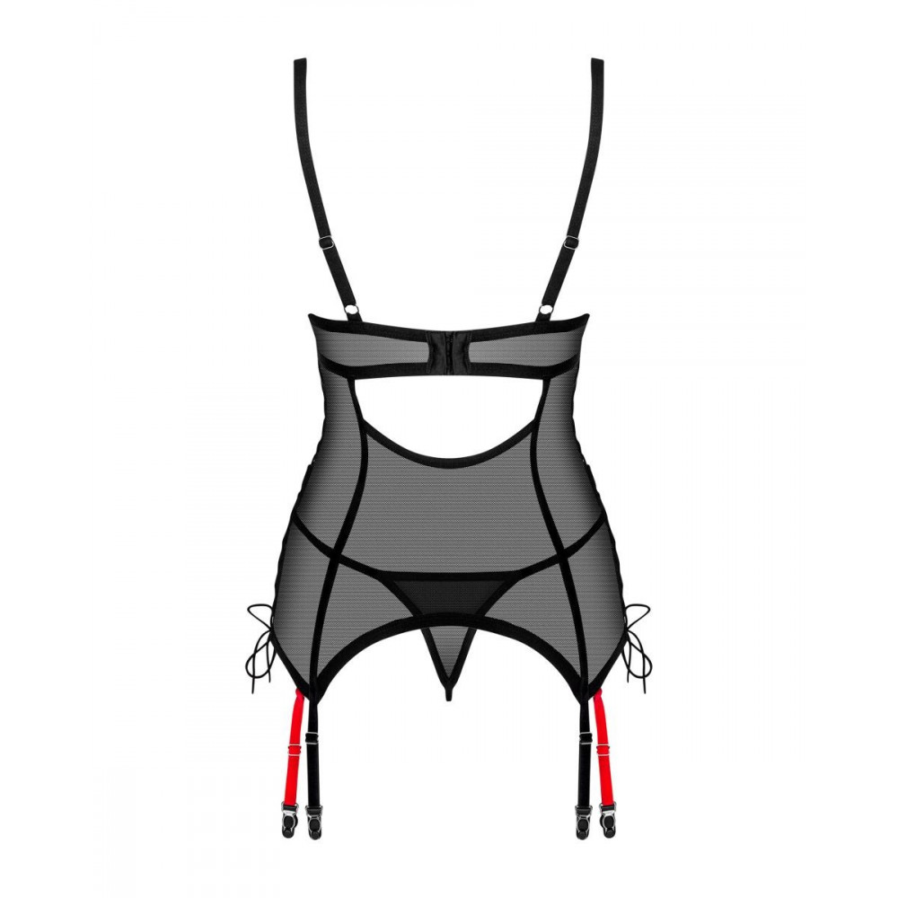 Разное - Корсет полупрозрачный XS/S Glandez Obsessive, со стрингами, черный 3