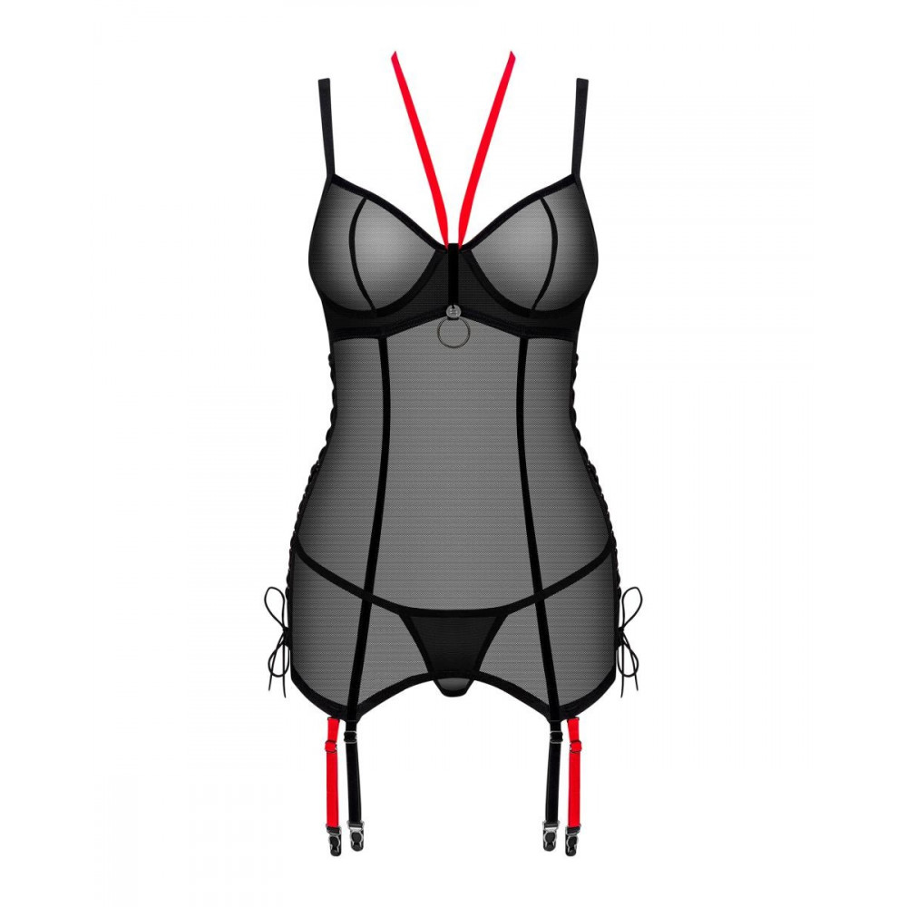 Разное - Корсет полупрозрачный XS/S Glandez Obsessive, со стрингами, черный 2