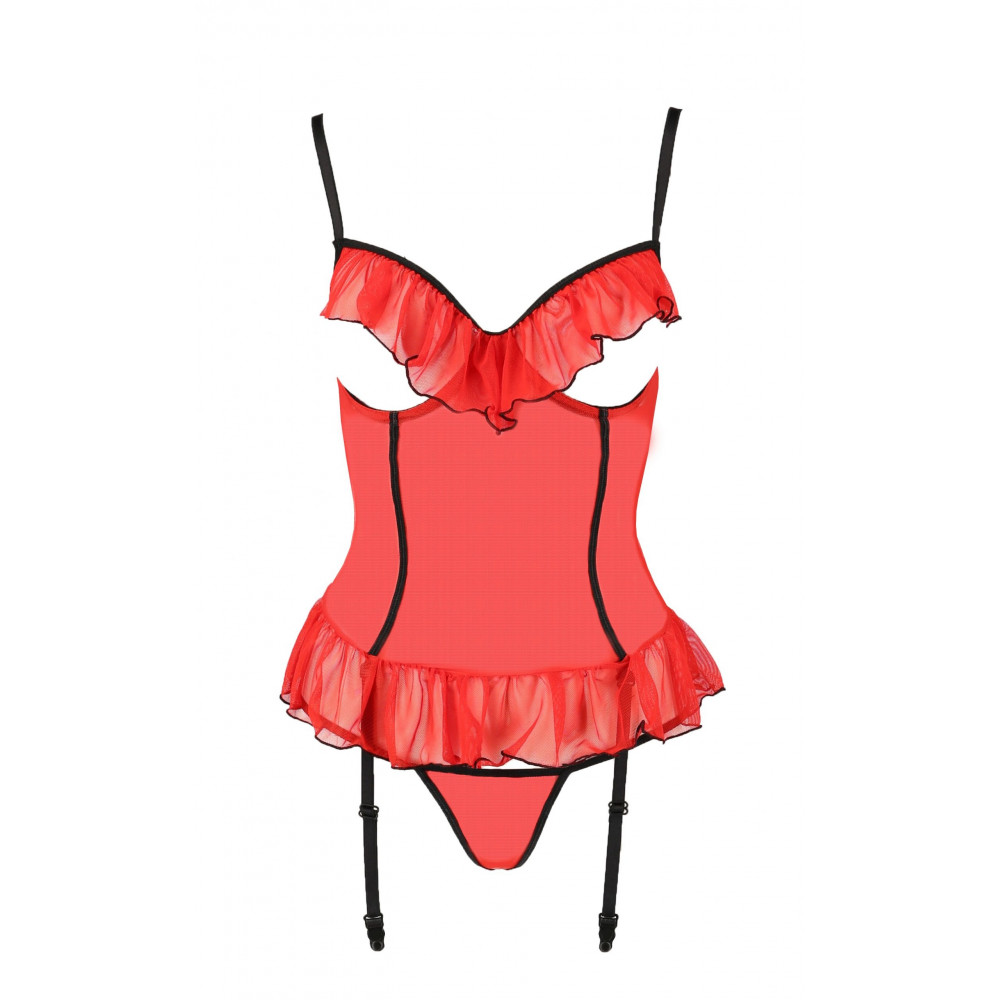 Разное - Корсет с открытой грудью S/M красный CHERRY CORSET - Passion 2