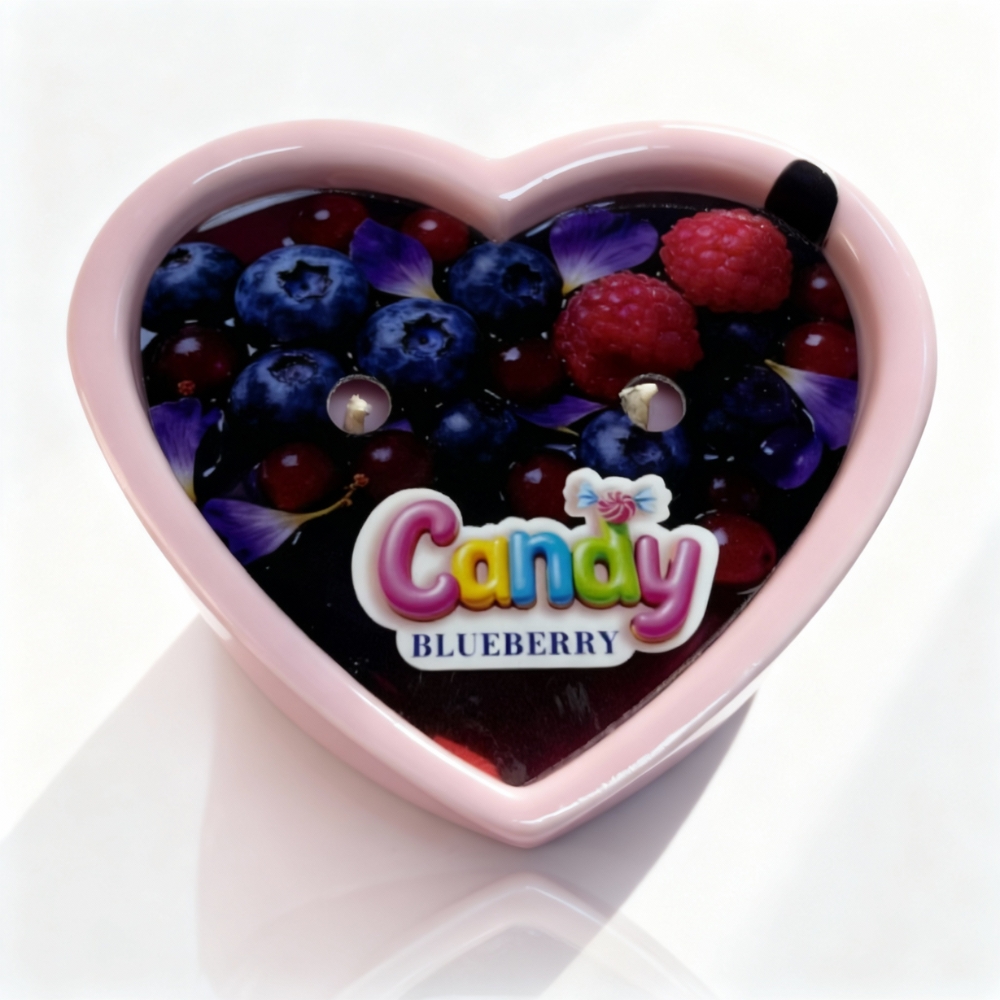 Для масажу - Масажна свічка з ароматом чорниці Candy Blueberry у формі серця, 70 мл 10