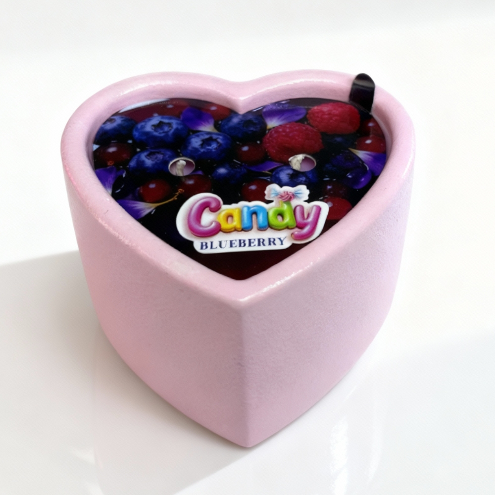 Для масажу - Масажна свічка з ароматом чорниці Candy Blueberry у формі серця, 70 мл 13