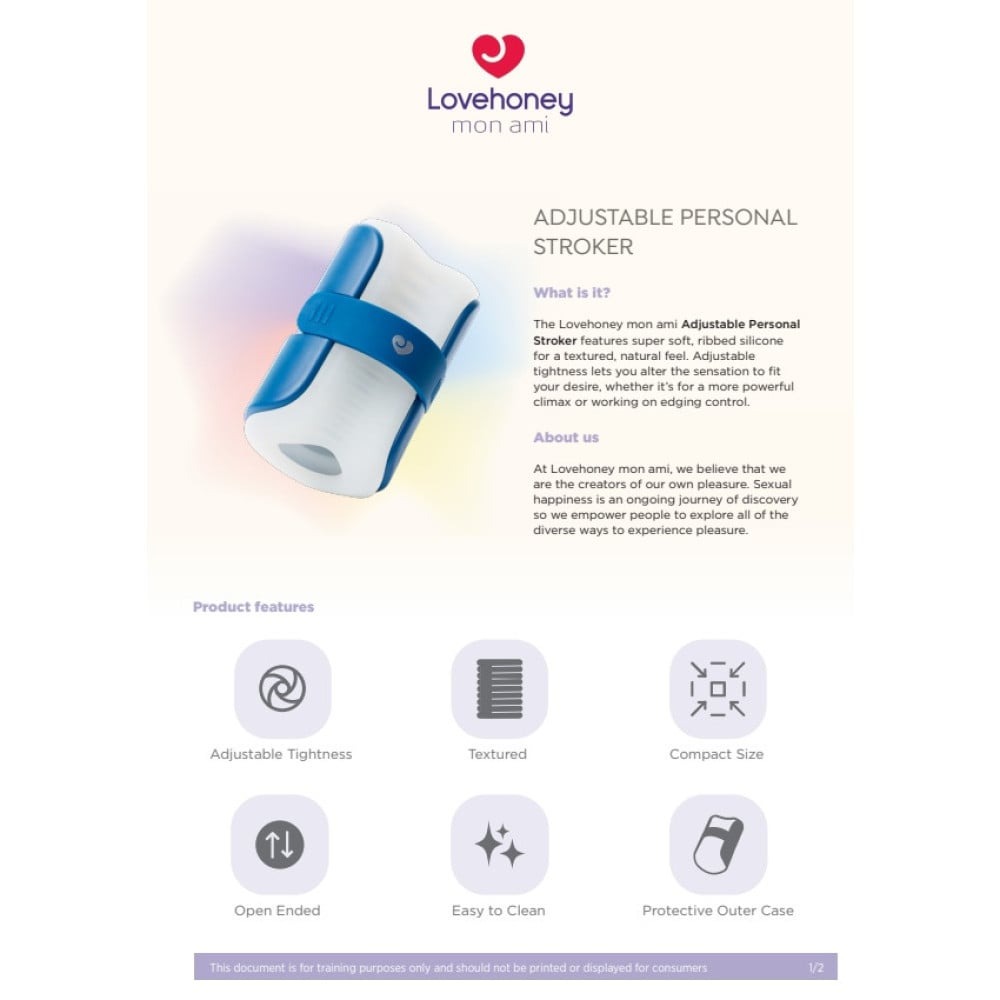 Разное - Мастурбатор Lovehoney Mon Ami Adjustable с открытым каналом, бело-голубой 2