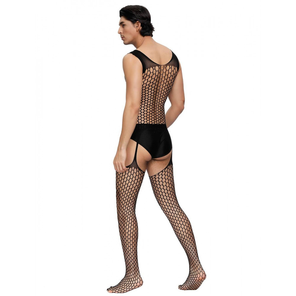 Різне - Чоловічий бодістокінг сітка Star Night з імітацією панчохи, чорний, L-2XL 1