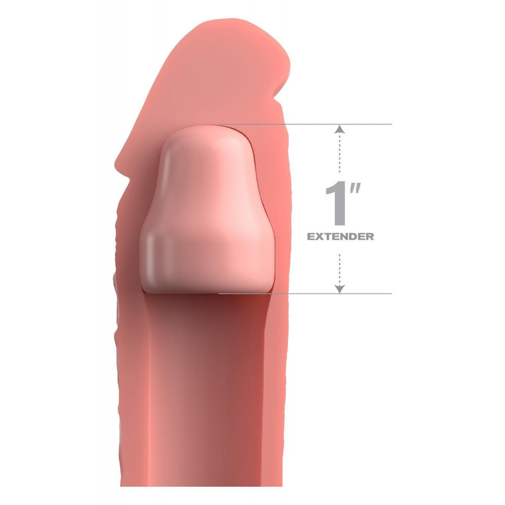 Эрекционные кольца без вибрации - Насадка на пенис Pipedream Fantasy X-tensions Elite бежевая, 18 см 2