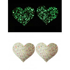 Пестиси на соски серця з гліттером Star Night, що світяться в темряві