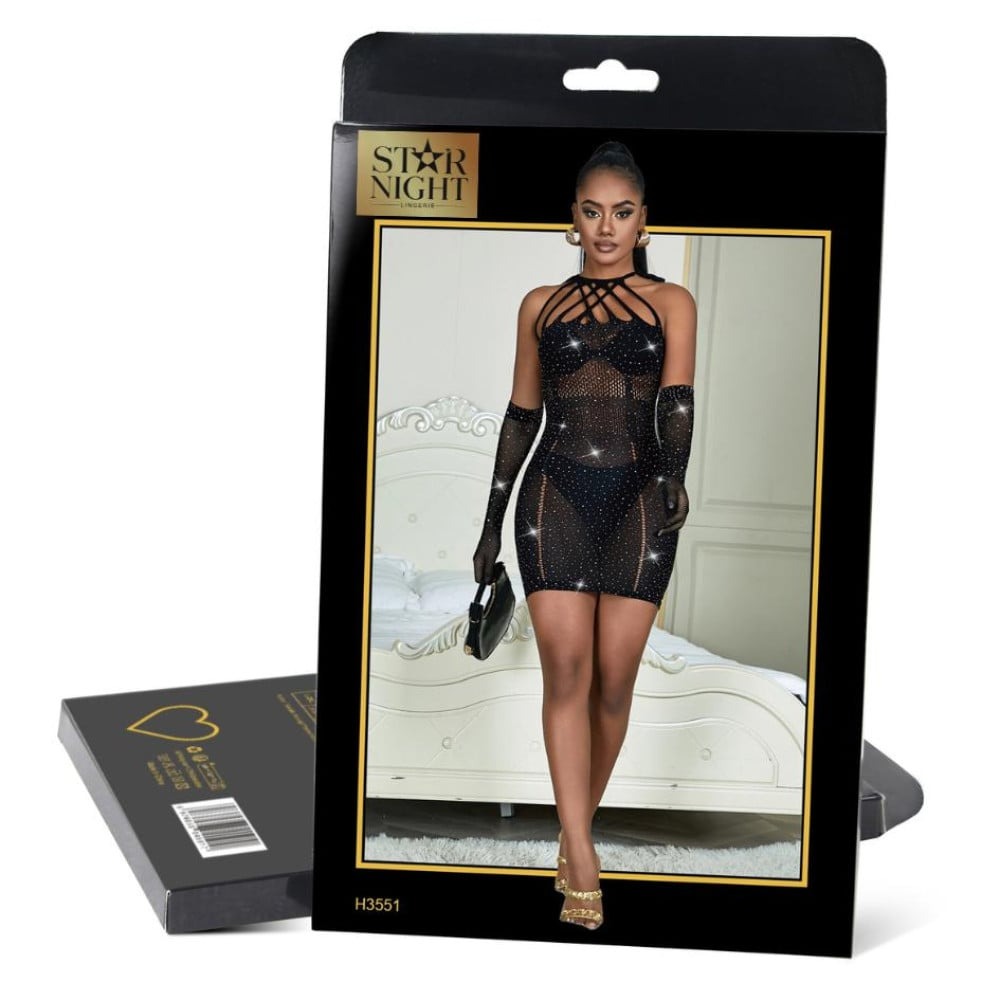 Різне - Сукня у сіточку з прикрасами у вигляді страз Star Night чорна XS-M 6