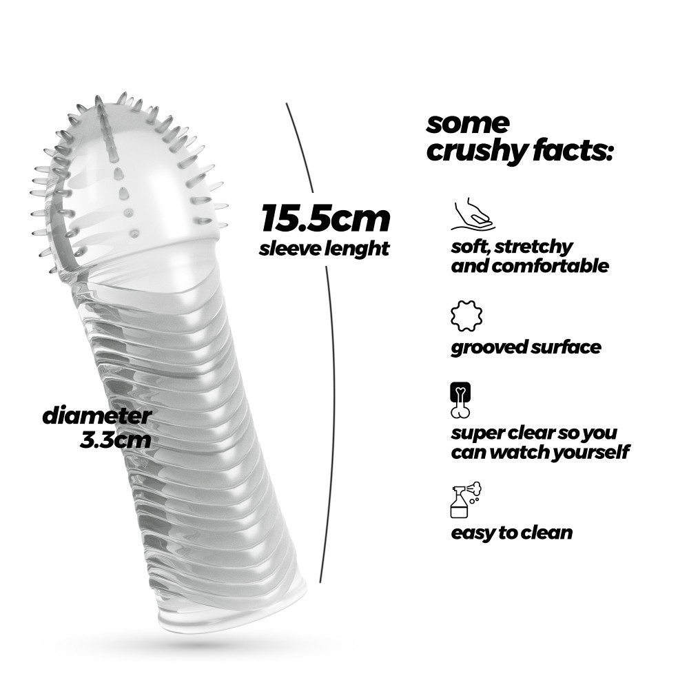 Эрекционные кольца без вибрации - Ребристая насадка на пенис Crushious, 15.5 x 3.3 см 6