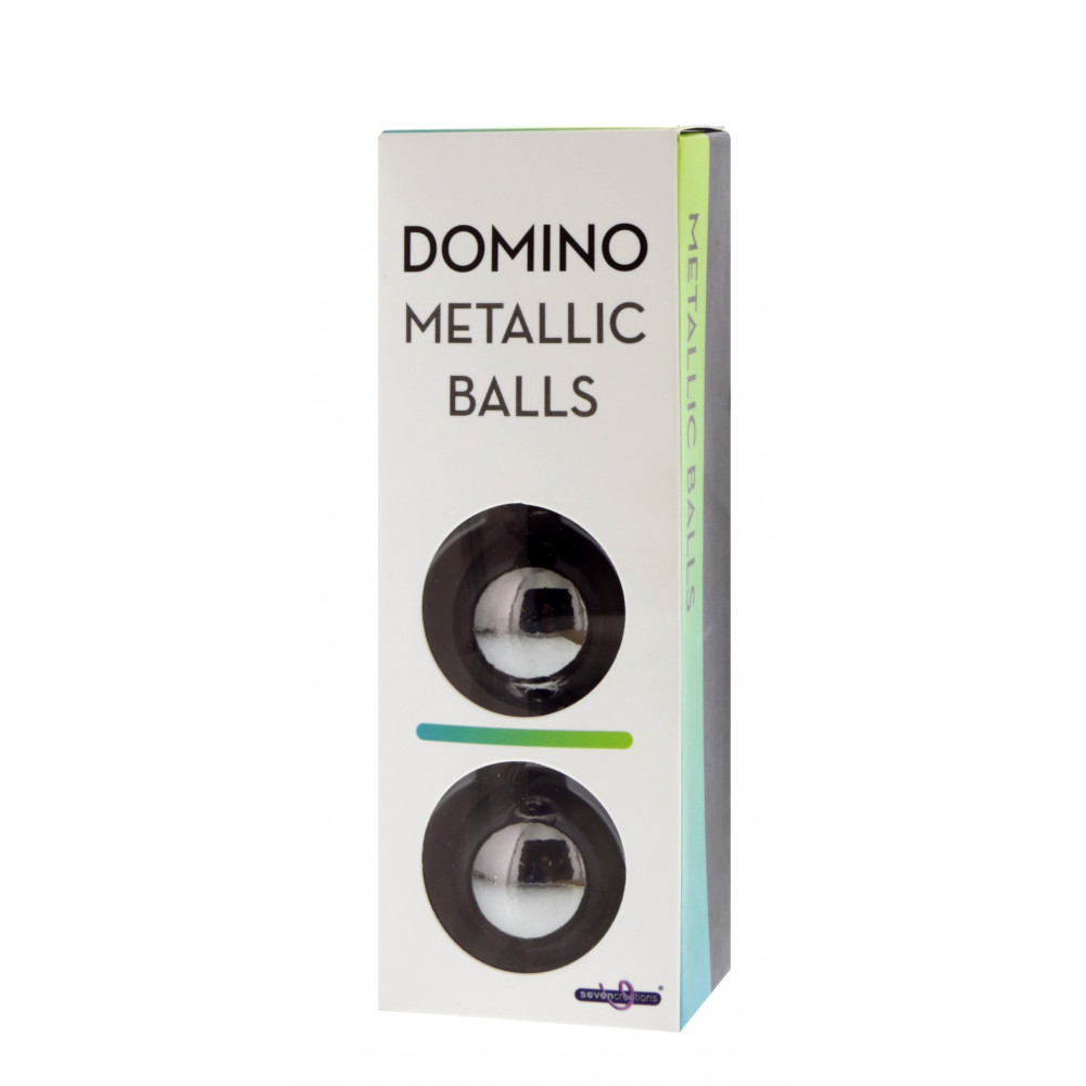 Вагинальные шарики - Металлические вагинальные шарики DOMINO METALLIC BALLS, CHROME BLACK 1